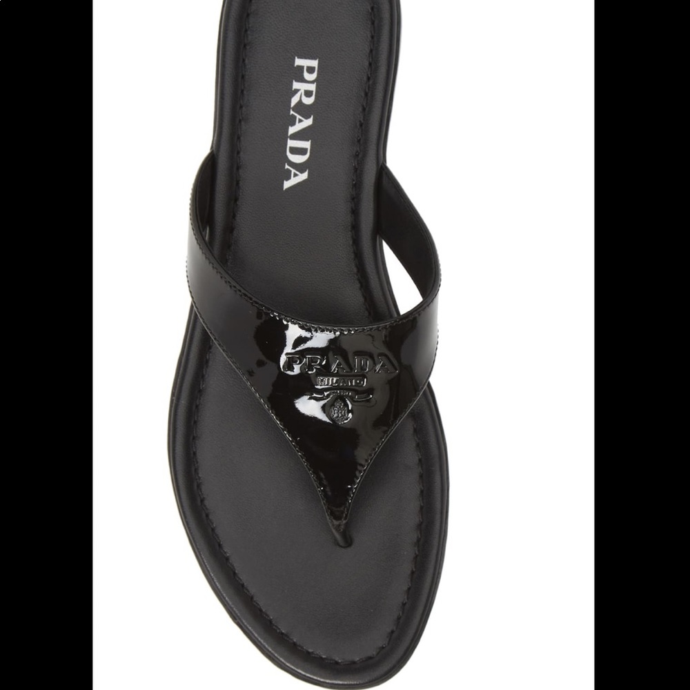 Black Prada Logo Flip Flop